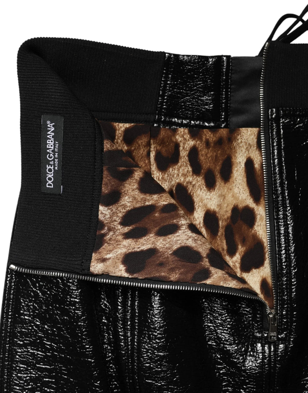 Dolce & Gabbana Black Nylon Eyelet Detail Coated Mini Skirt - IT40|S