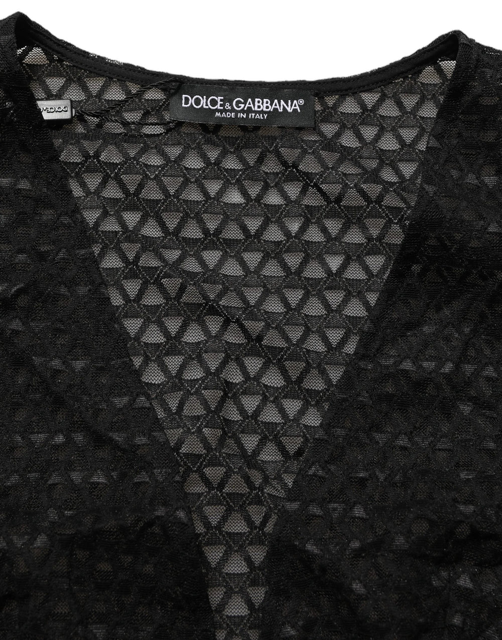 Dolce & Gabbana Black Nylon Fishnet Long Sleeve Cropped Top - IT40|S