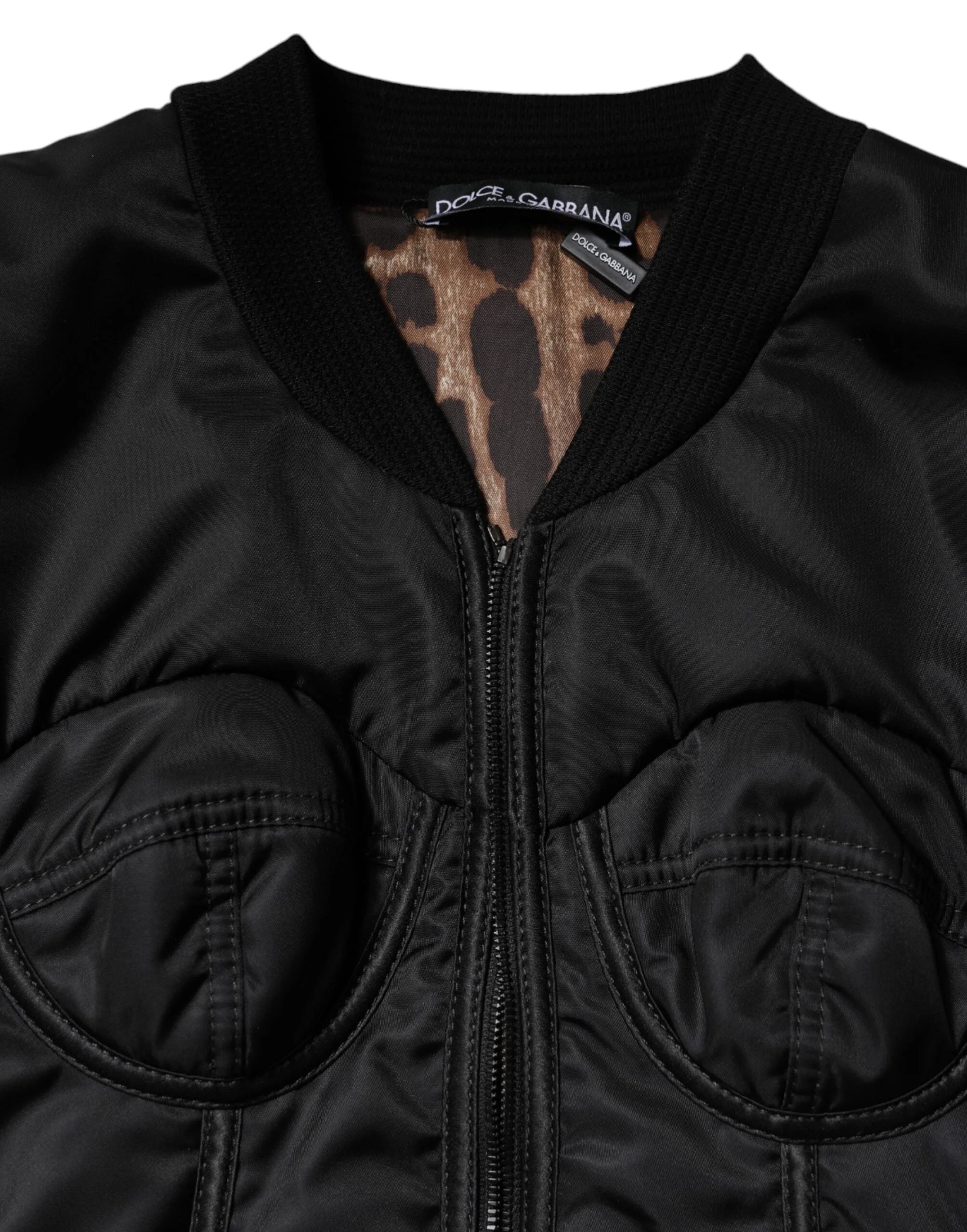 Dolce & Gabbana Black Nylon Full Zip Bustier Corset Jacket - Bomber Jackets