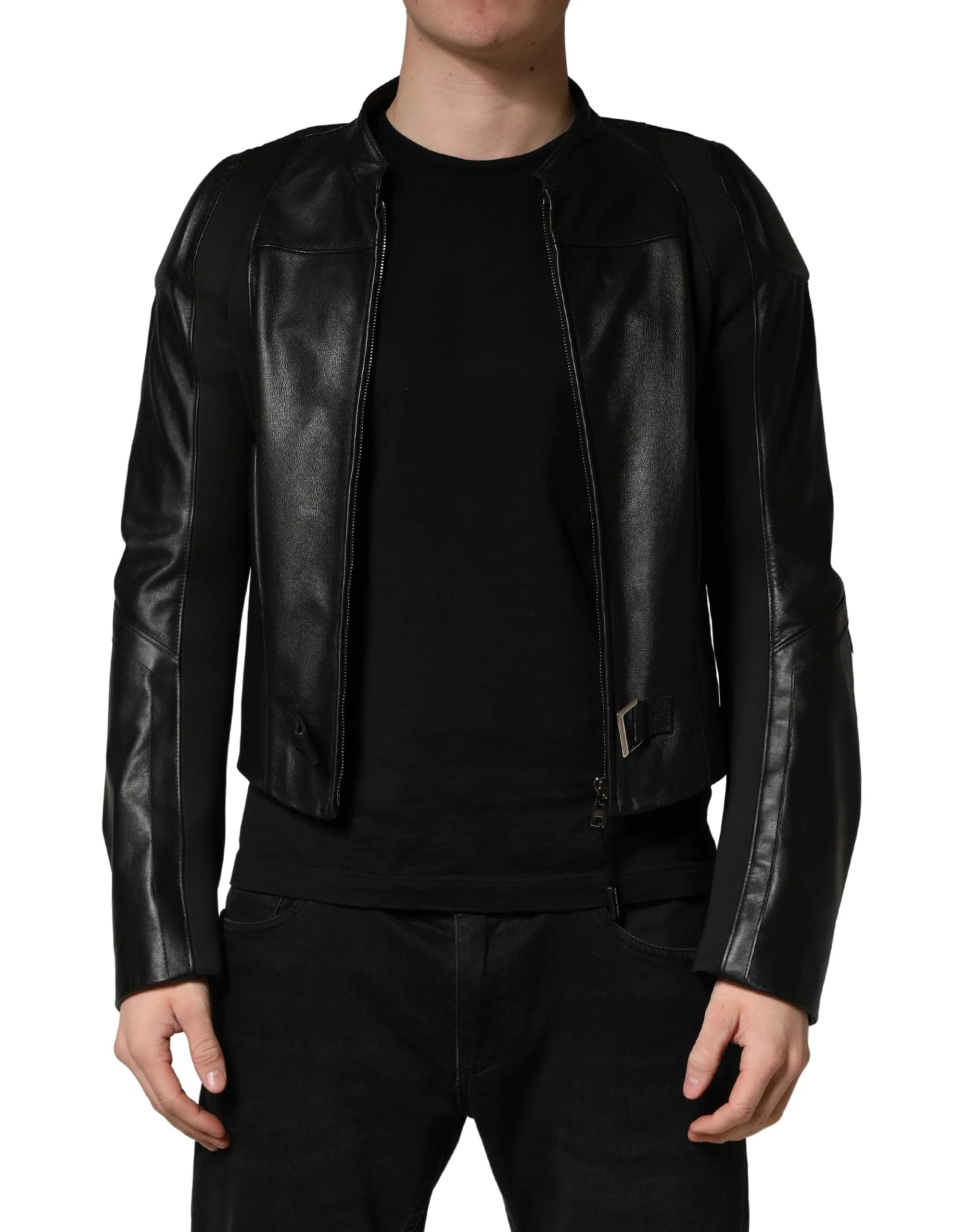 Dolce & Gabbana Black Nylon Full Zip Men Biker Coat Jacket - IT48 | M - Jassen & Jackets