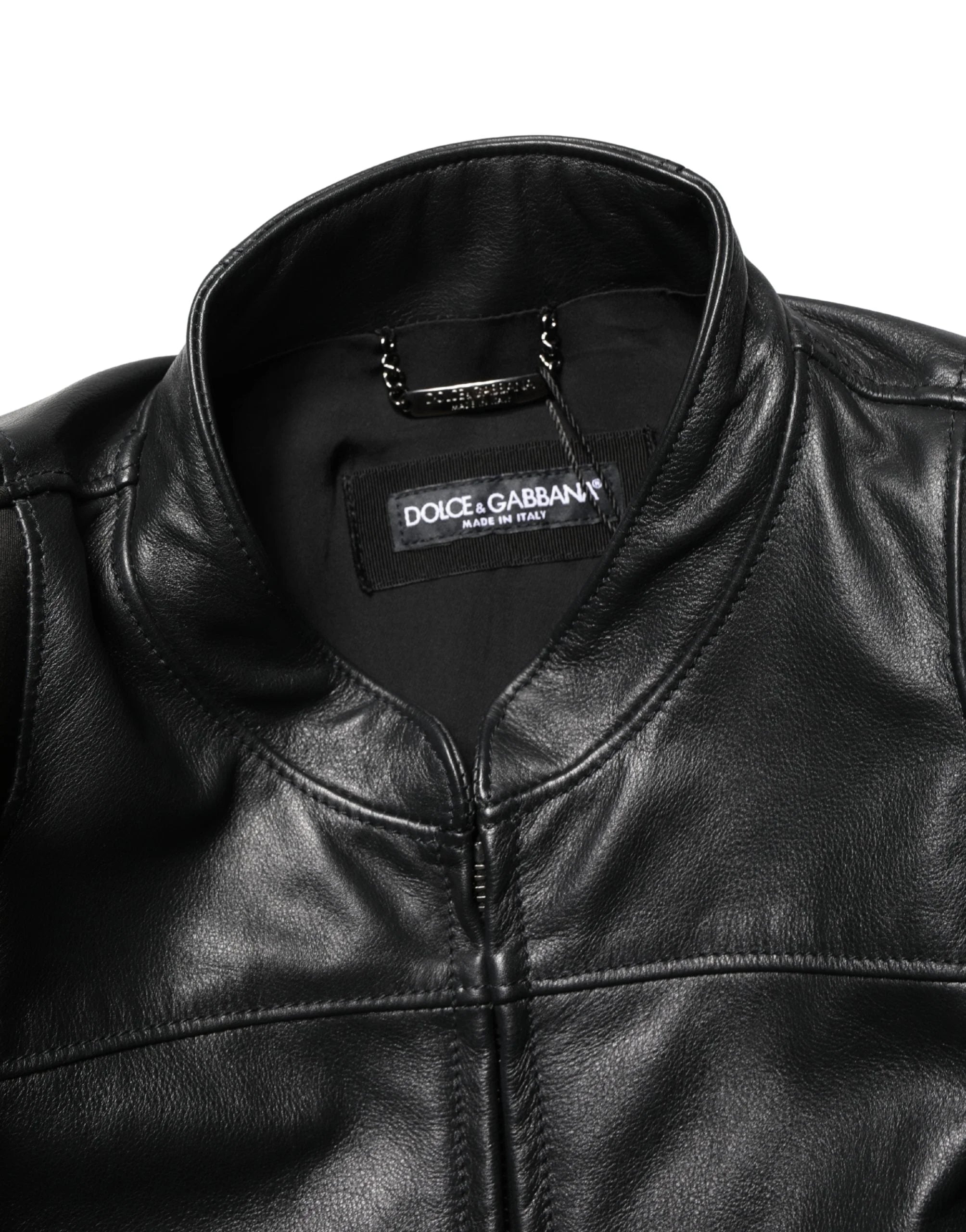 Dolce & Gabbana Zwart Nylon Rits Heren Biker Jas - IT48 | M - Jassen & Jacks