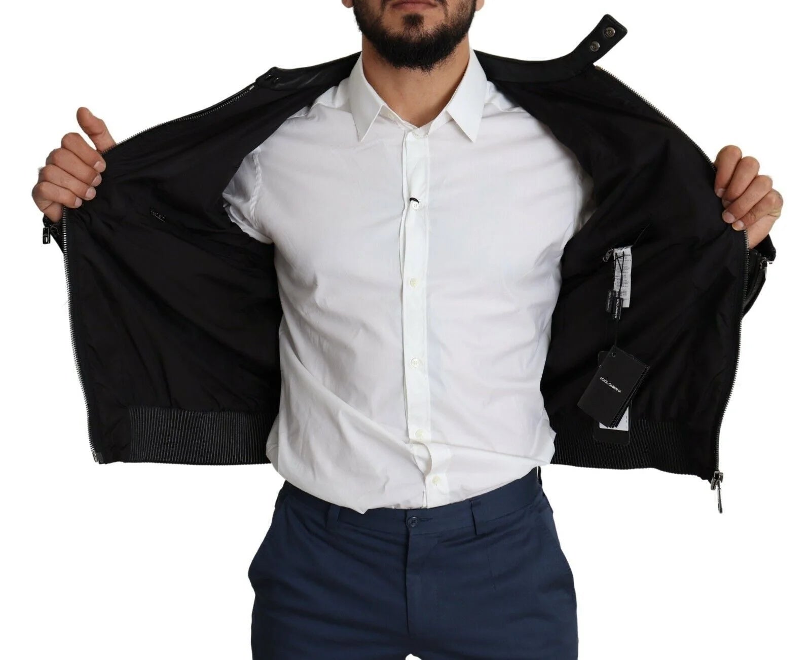 Dolce & Gabbana Black Nylon Full Zip Men Bomber Coat Jacket - Bomber Jackets