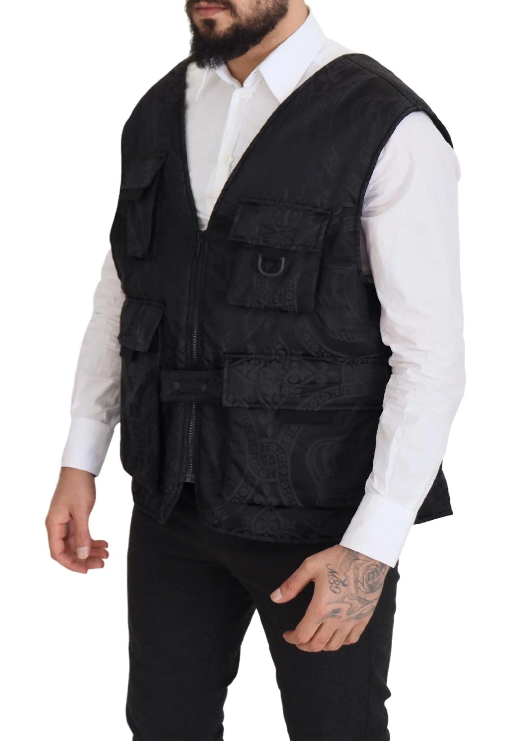 Dolce & Gabbana Black Nylon Full Zip Sleeveless Jacket - IT50 | L - Vests