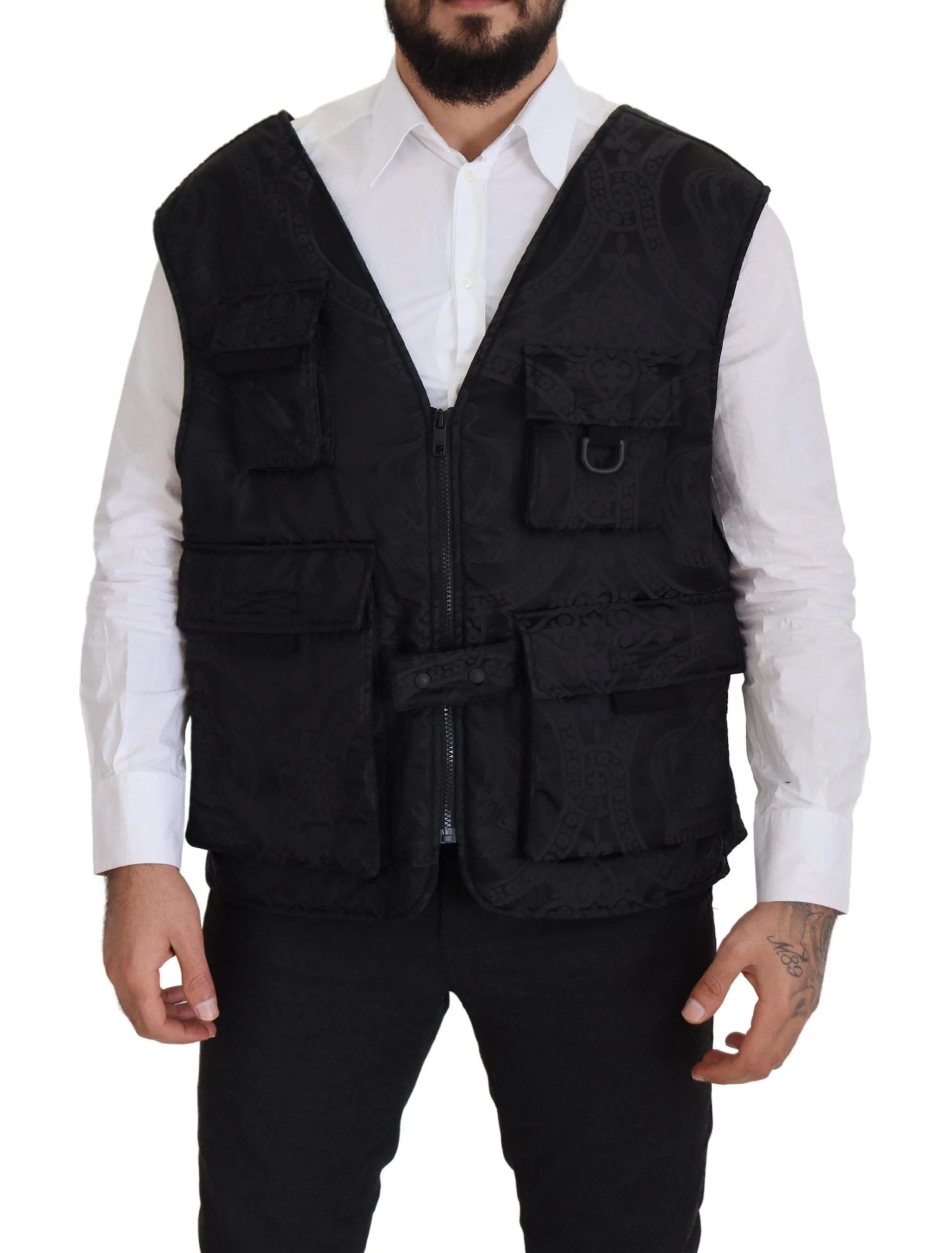Dolce & Gabbana Black Nylon Full Zip Sleeveless Jacket - IT50 | L - Vests