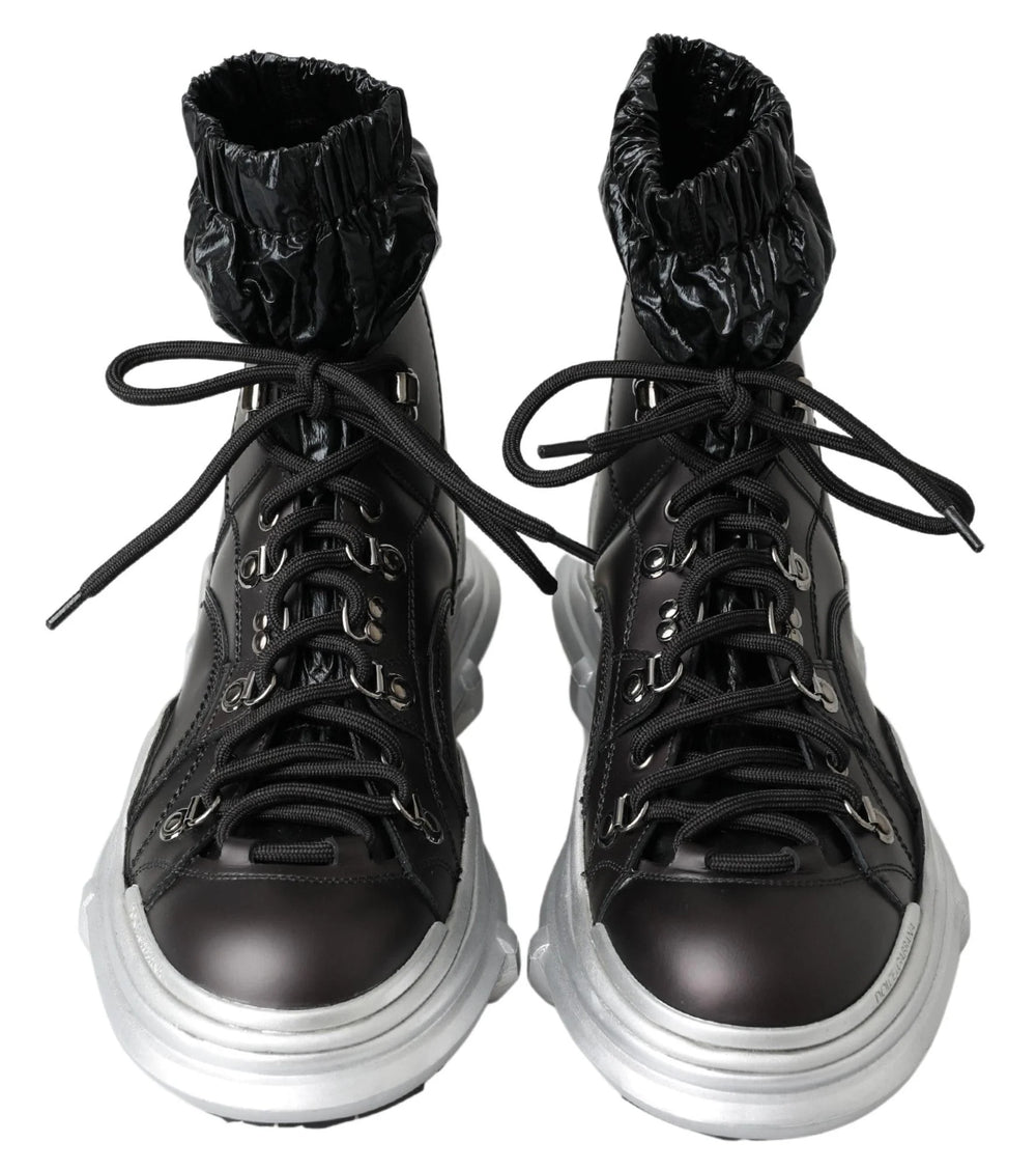 Dolce & Gabbana Black Nylon Galileo High Top Sneakers Shoes - EU41/US8
