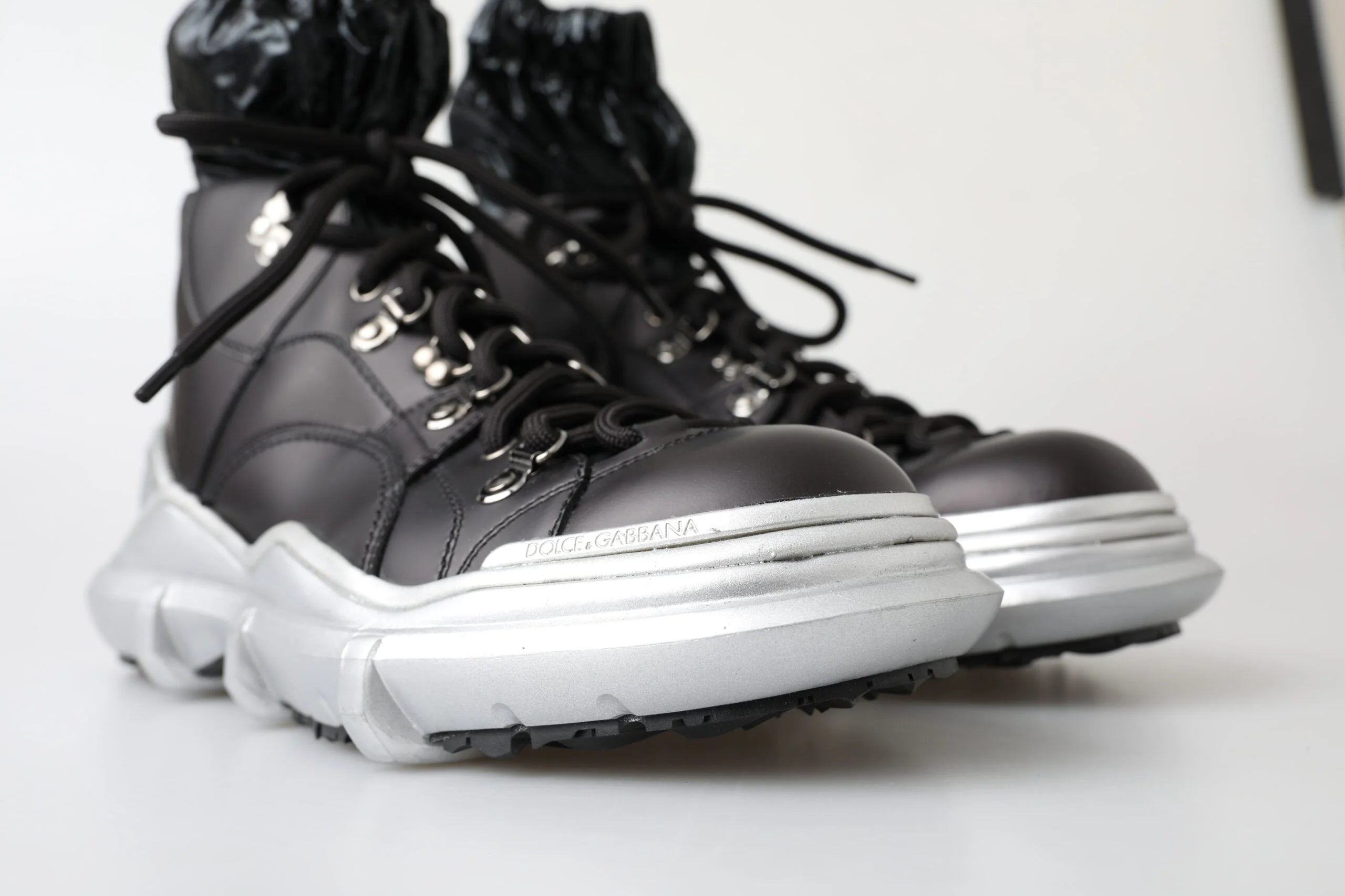 Dolce & Gabbana Black Nylon Galileo High Top Sneakers Shoes - EU41/US8