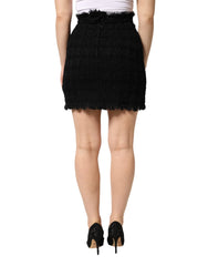 Dolce & Gabbana Black Nylon High Waist Open-Stitch Mini Skirt - IT40|S