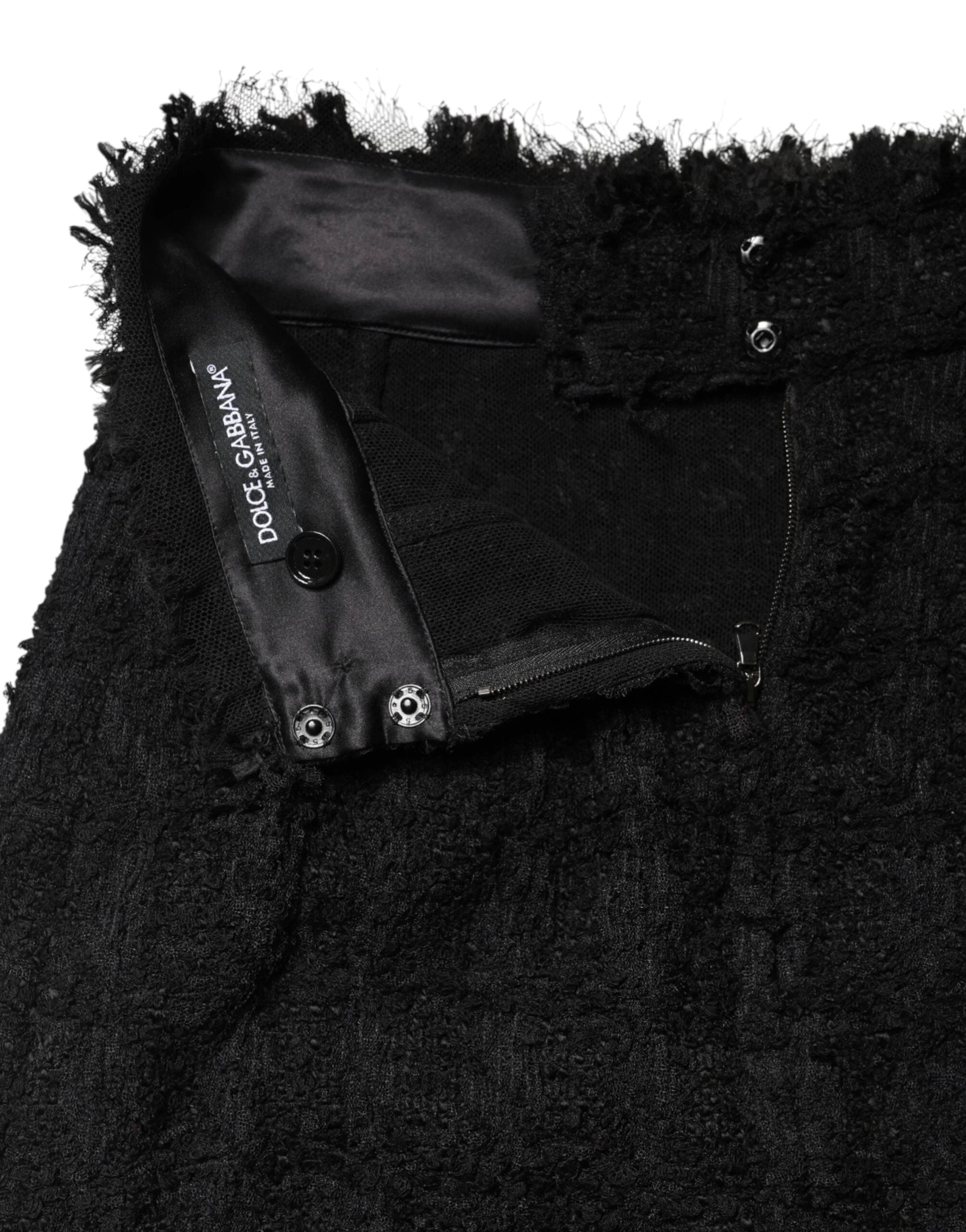 Dolce & Gabbana Black Nylon High Waist Open-Stitch Mini Skirt - IT40|S