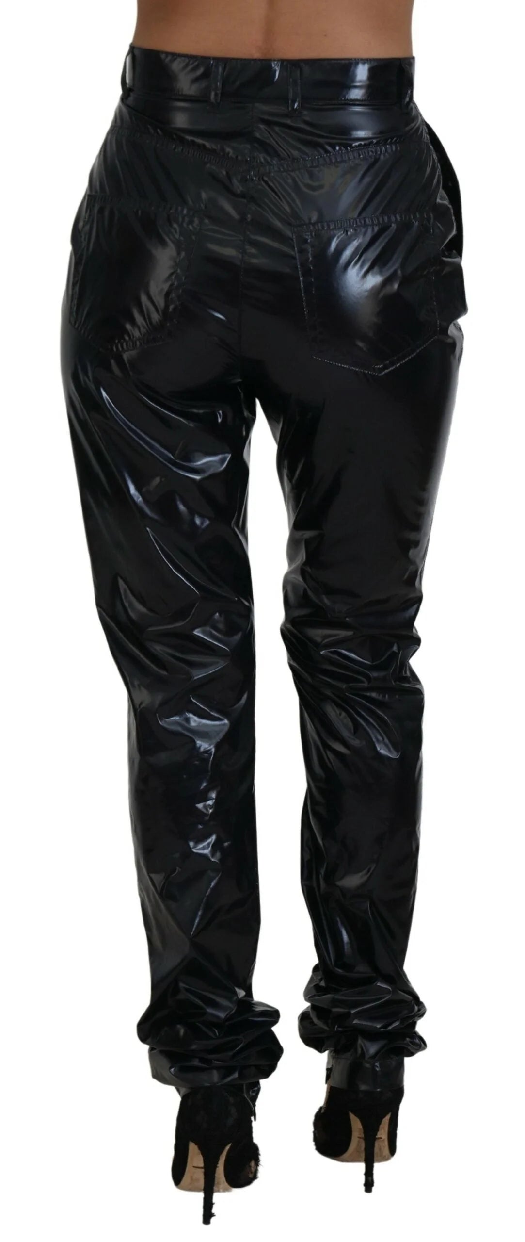 Dolce & Gabbana Black Nylon High Waist Skinny Pants - IT40|S - Trousers