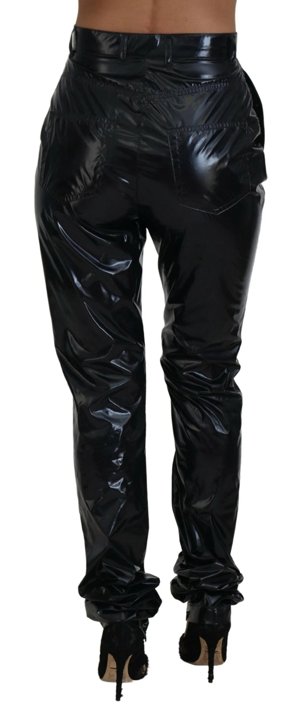Dolce & Gabbana Black Nylon High Waist Skinny Pants - IT40|S - Trousers
