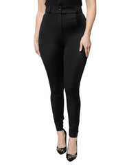 Dolce & Gabbana Black Nylon High Waist Slim Fit Pants - Trousers