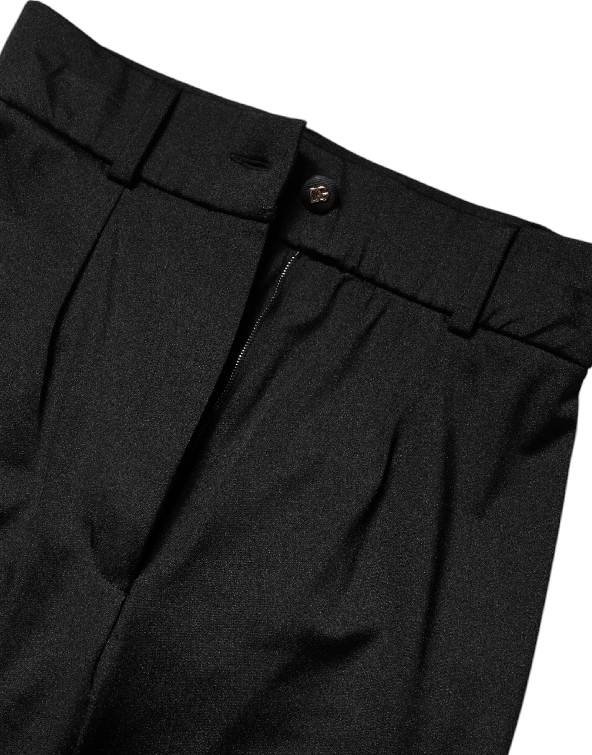 Dolce & Gabbana Black Nylon High Waist Slim Fit Pants - Trousers