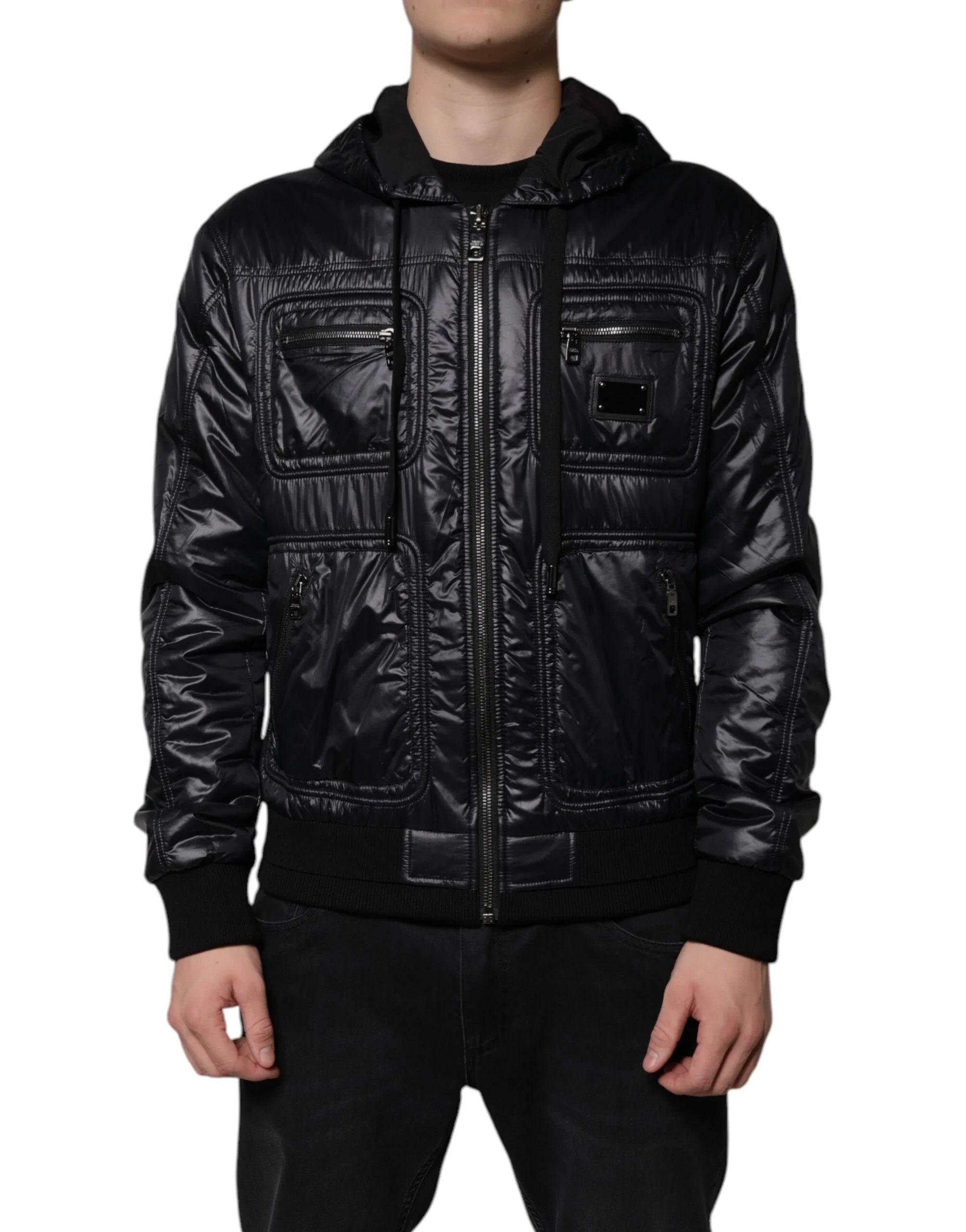 Dolce & Gabbana Black Nylon Hooded Full Zip Blouson Jacket - IT50 | L - Track Jackets