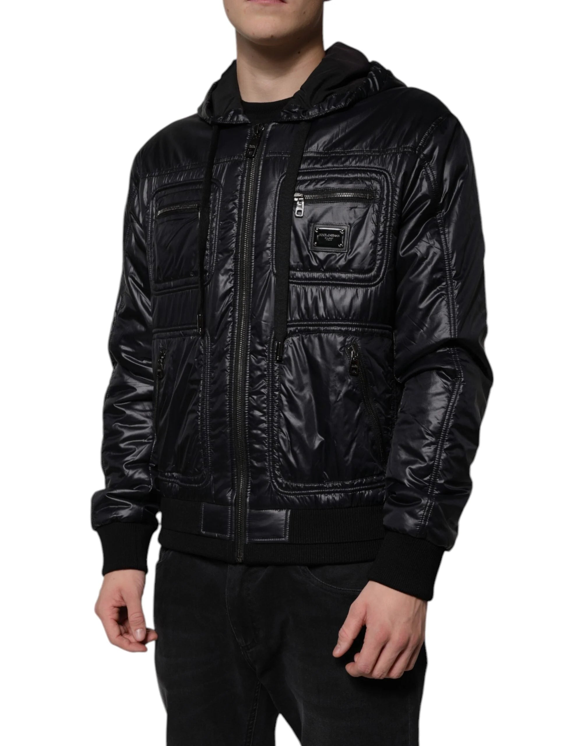Dolce & Gabbana Black Nylon Hooded Full Zip Blouson Jacket - IT50 | L - Track Jackets