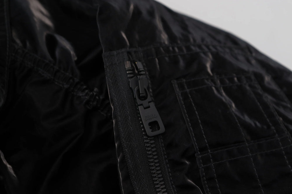 Dolce & Gabbana Black Nylon Hooded Full Zip Bomber Jacket - IT48 | M - Bomber Jackets