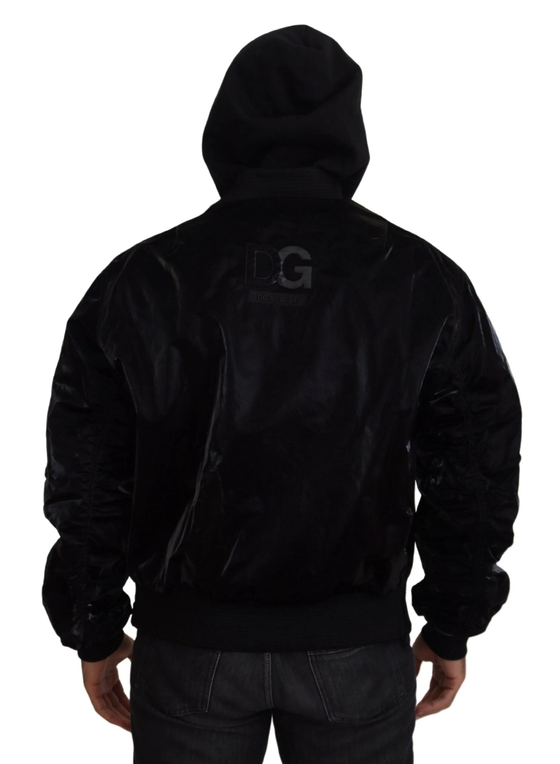 Dolce & Gabbana Black Nylon Hooded Full Zip Bomber Jacket - IT48 | M - Bomber Jackets