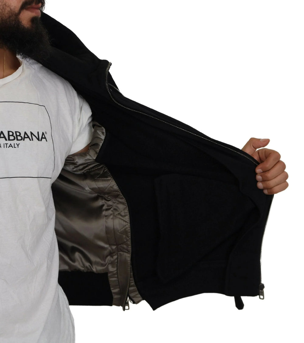 Dolce & Gabbana Black Nylon Hooded Full Zip Men Coat Jacket - IT50 | L - Bomber Jackets