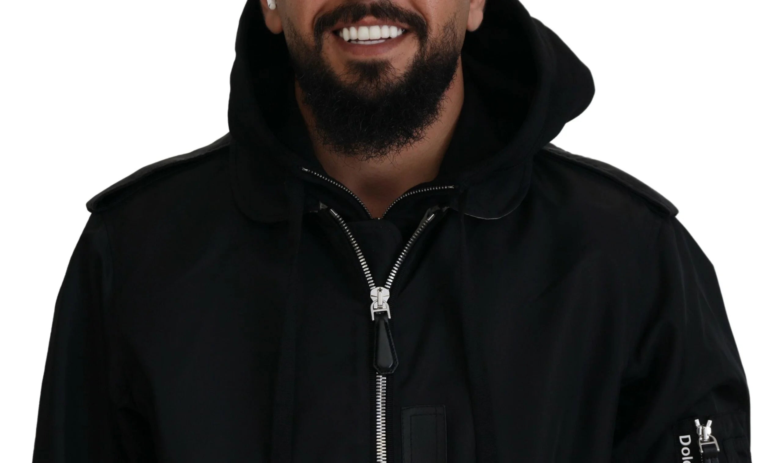 Dolce & Gabbana Black Nylon Hooded Full Zip Men Coat Jacket - IT50 | L - Bomber Jackets