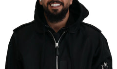 Dolce & Gabbana Black Nylon Hooded Full Zip Men Coat Jacket - IT50 | L - Bomber Jackets