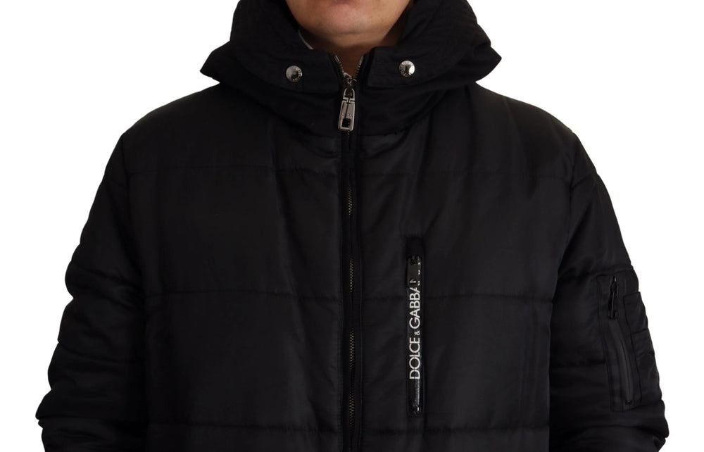 Dolce & Gabbana Black Nylon Hooded Parka Coat Winter Jacket - IT46 | S - Parkas