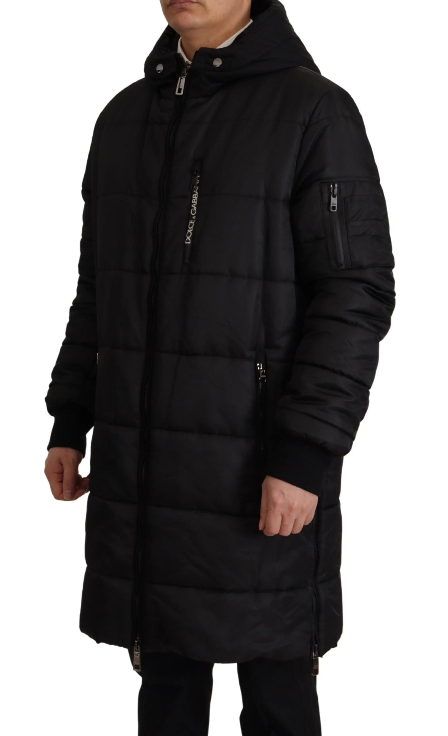 Dolce & Gabbana Black Nylon Hooded Parka Coat Winter Jacket - IT46 | S - Parkas