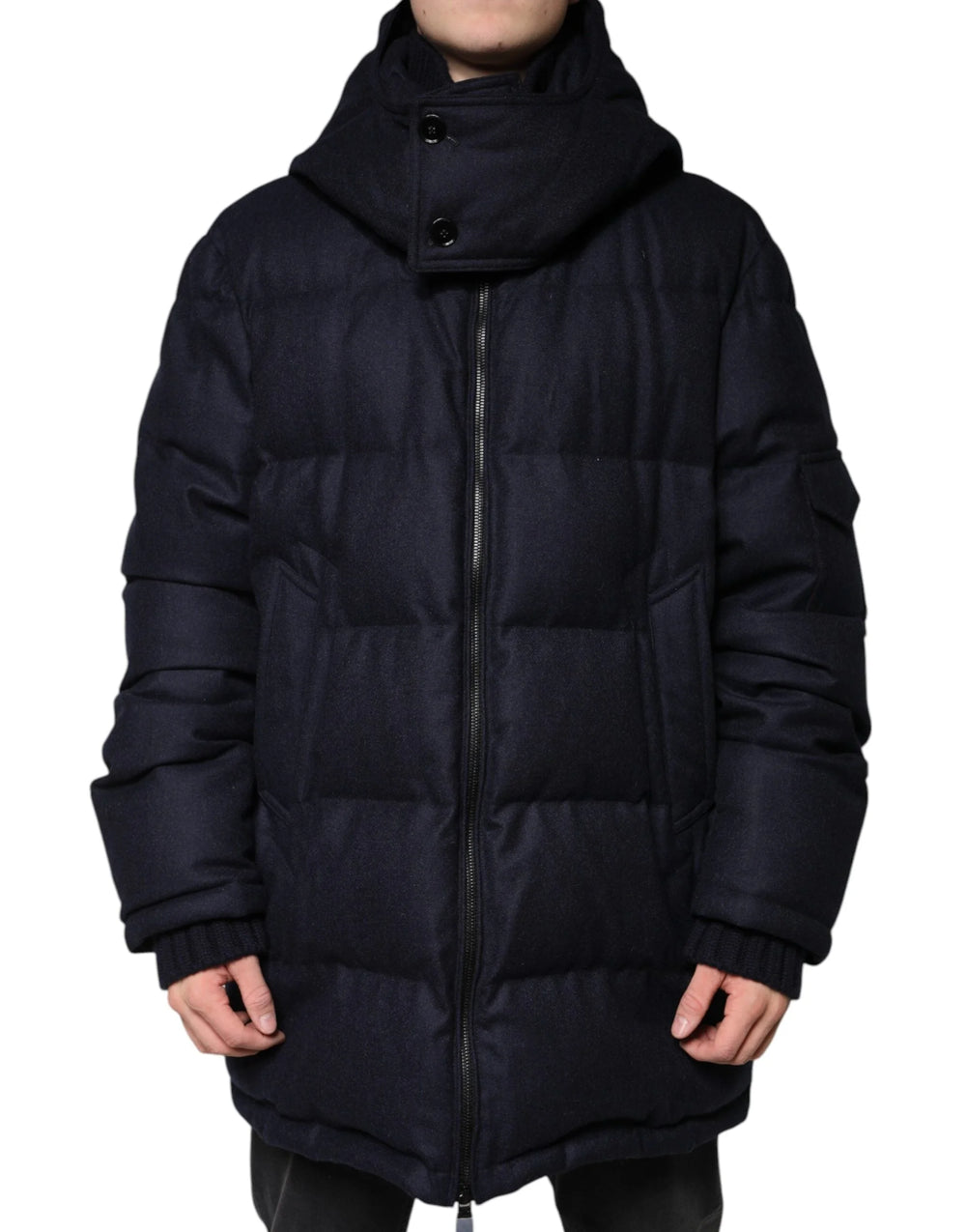 Dolce & Gabbana Black Nylon Hooded Puffer Men Coat Jacket - IT50 | L - Puffer Jackets