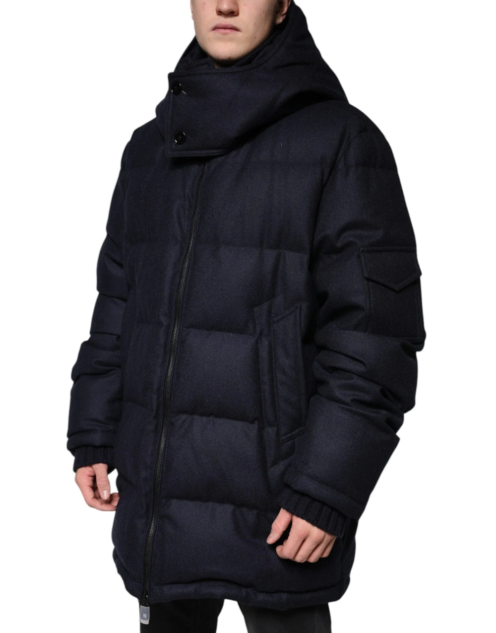 Dolce & Gabbana Black Nylon Hooded Puffer Men Coat Jacket - IT50 | L - Puffer Jackets