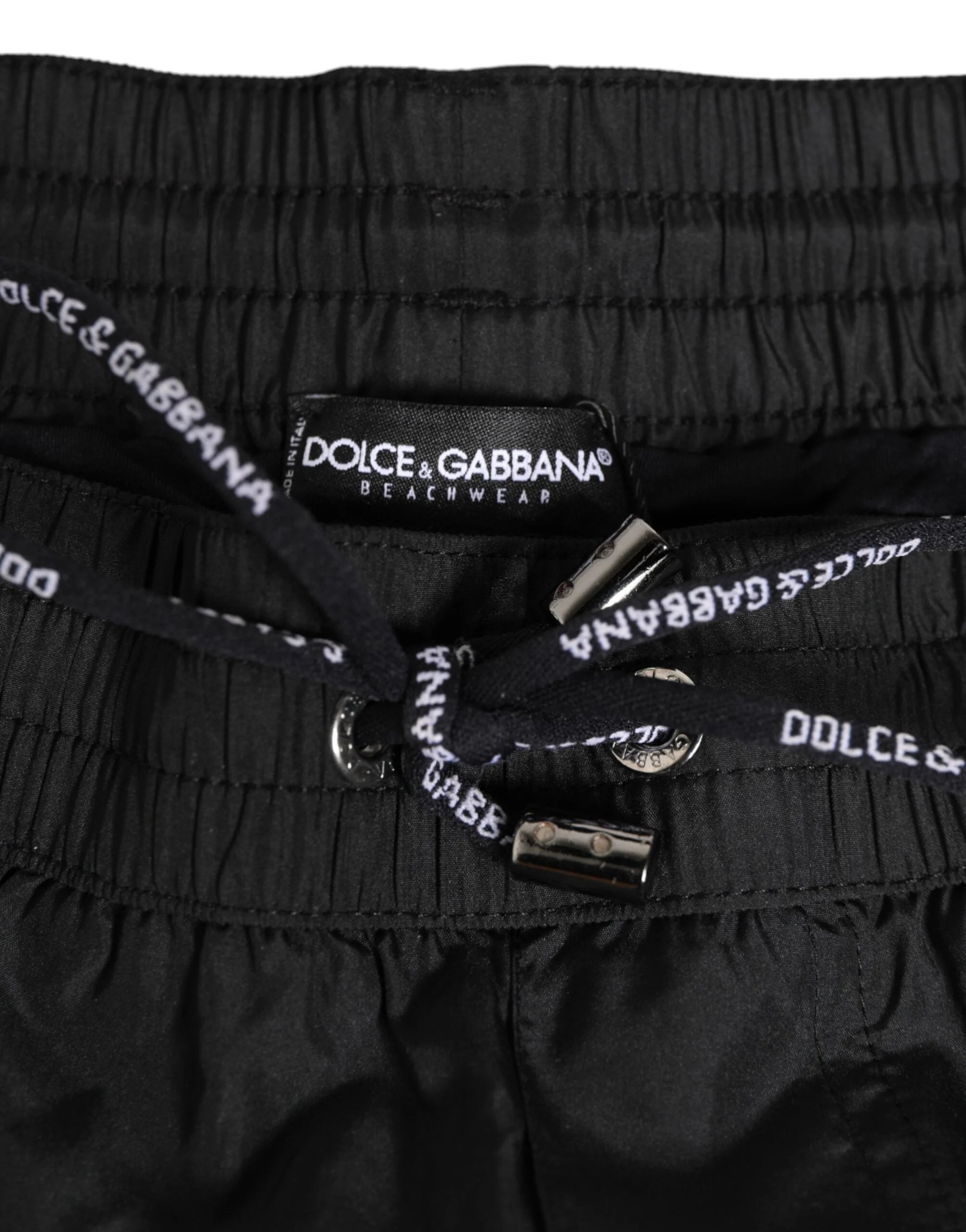 Dolce & Gabbana Black Nylon KING Sideband Men Boxer Shorts Swimwear - IT6| L
