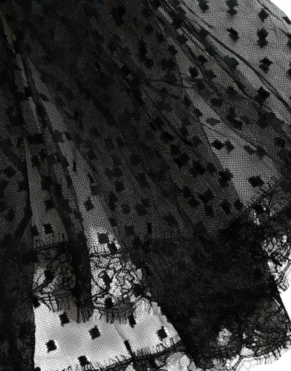 Dolce & Gabbana Black Nylon Lace Trim High Waist A-line Skirt - Skirts