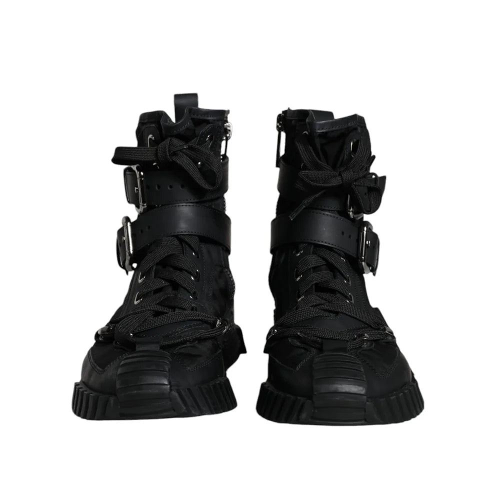 Dolce & Gabbana Black Nylon Lace-Up Boots - EU38/US8