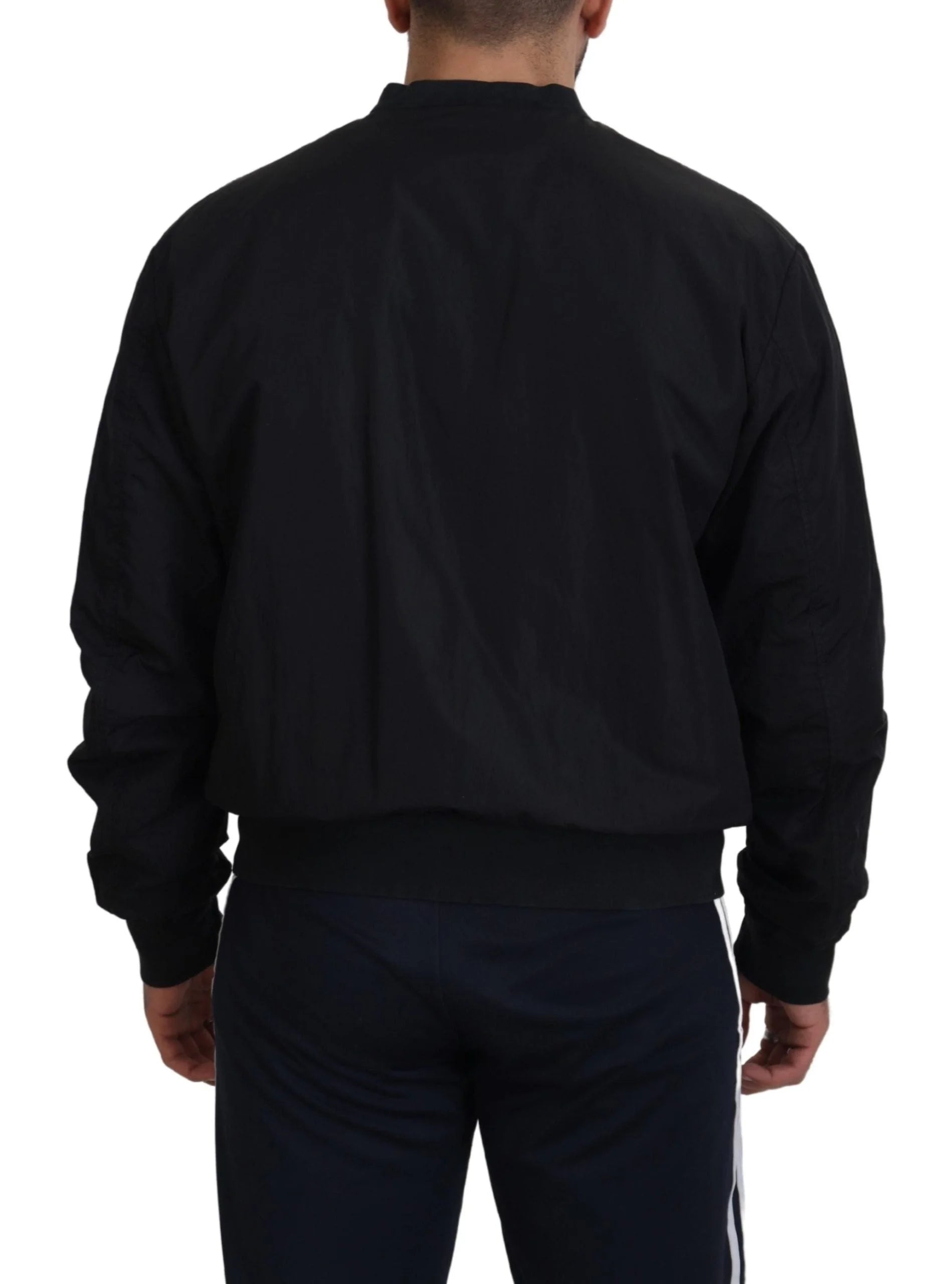Dolce & Gabbana Black Nylon Logo Bomber Zipper Jacket - Bomber Jackets