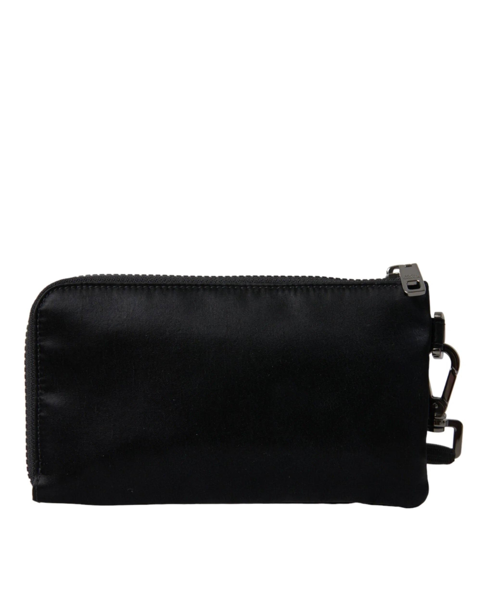 Dolce & Gabbana Black Nylon Logo Plaque Keyring Pouch Clutch Bag - Clutch Bags