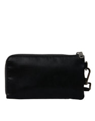 Dolce & Gabbana Black Nylon Logo Plaque Keyring Pouch Clutch Bag - Clutch Bags