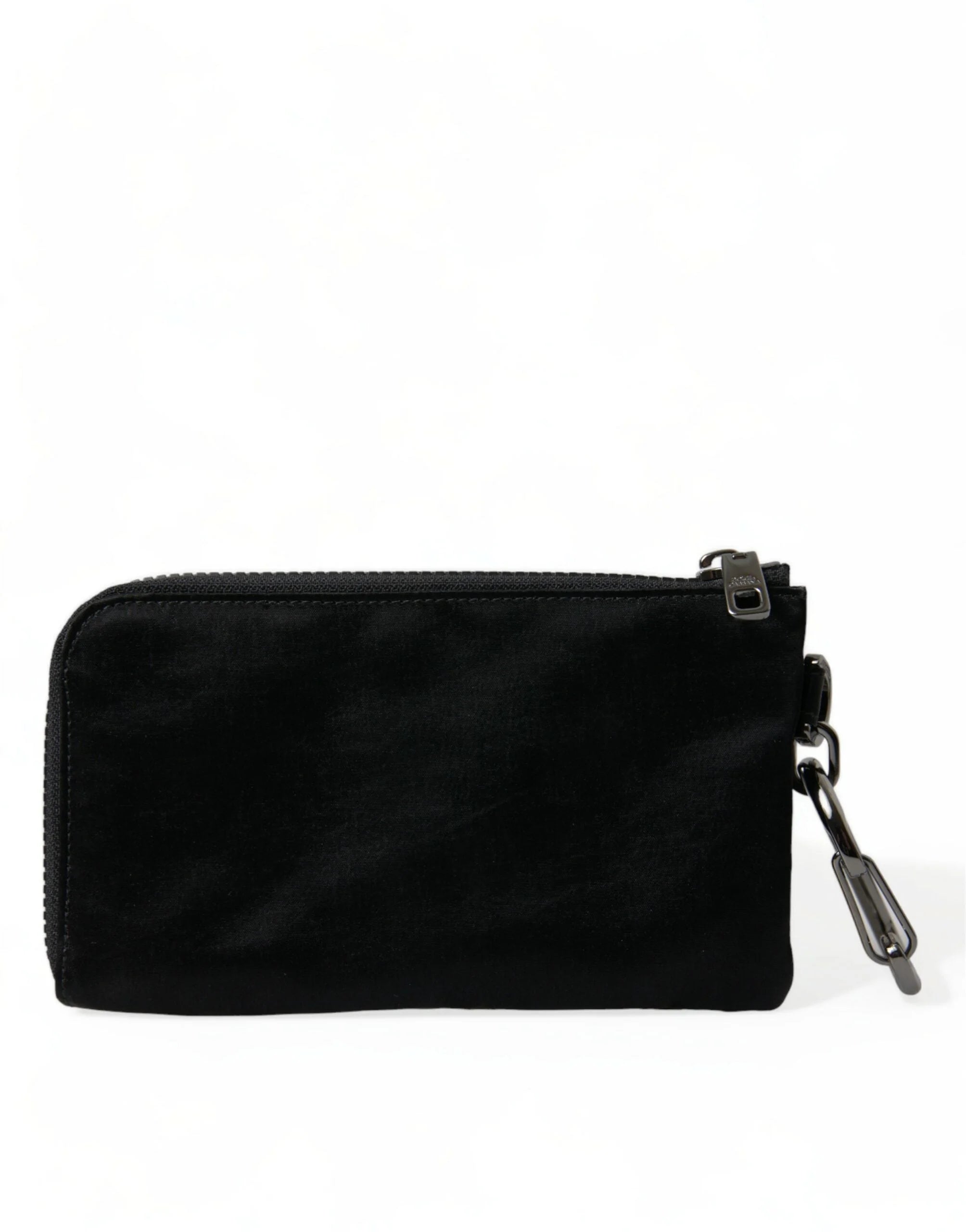 Dolce & Gabbana Black Nylon Logo Plaque Keyring Pouch Clutch Bag - Clutch Bags