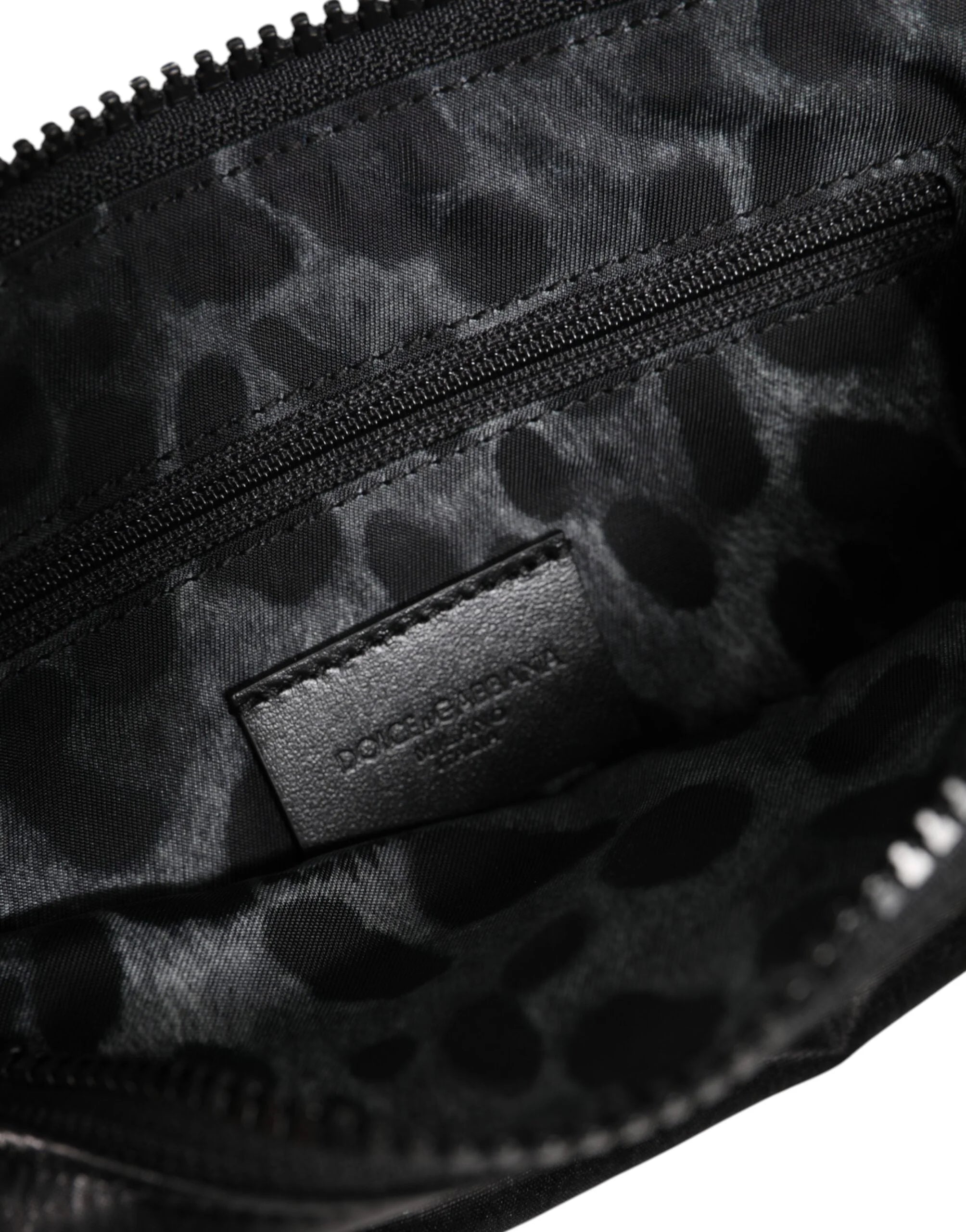 Dolce & Gabbana Black Nylon Logo Plaque Keyring Pouch Clutch Bag - Clutch Bags