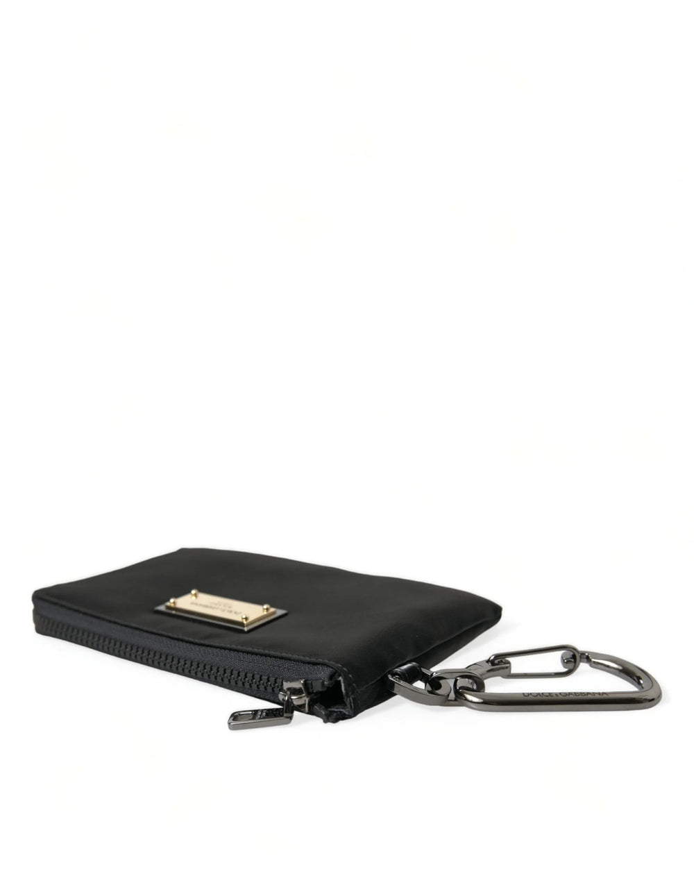 Dolce & Gabbana Black Nylon Logo Plaque Keyring Pouch Clutch Bag - Clutch Bags