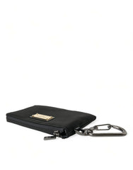 Dolce & Gabbana Black Nylon Logo Plaque Keyring Pouch Clutch Bag - Clutch Bags