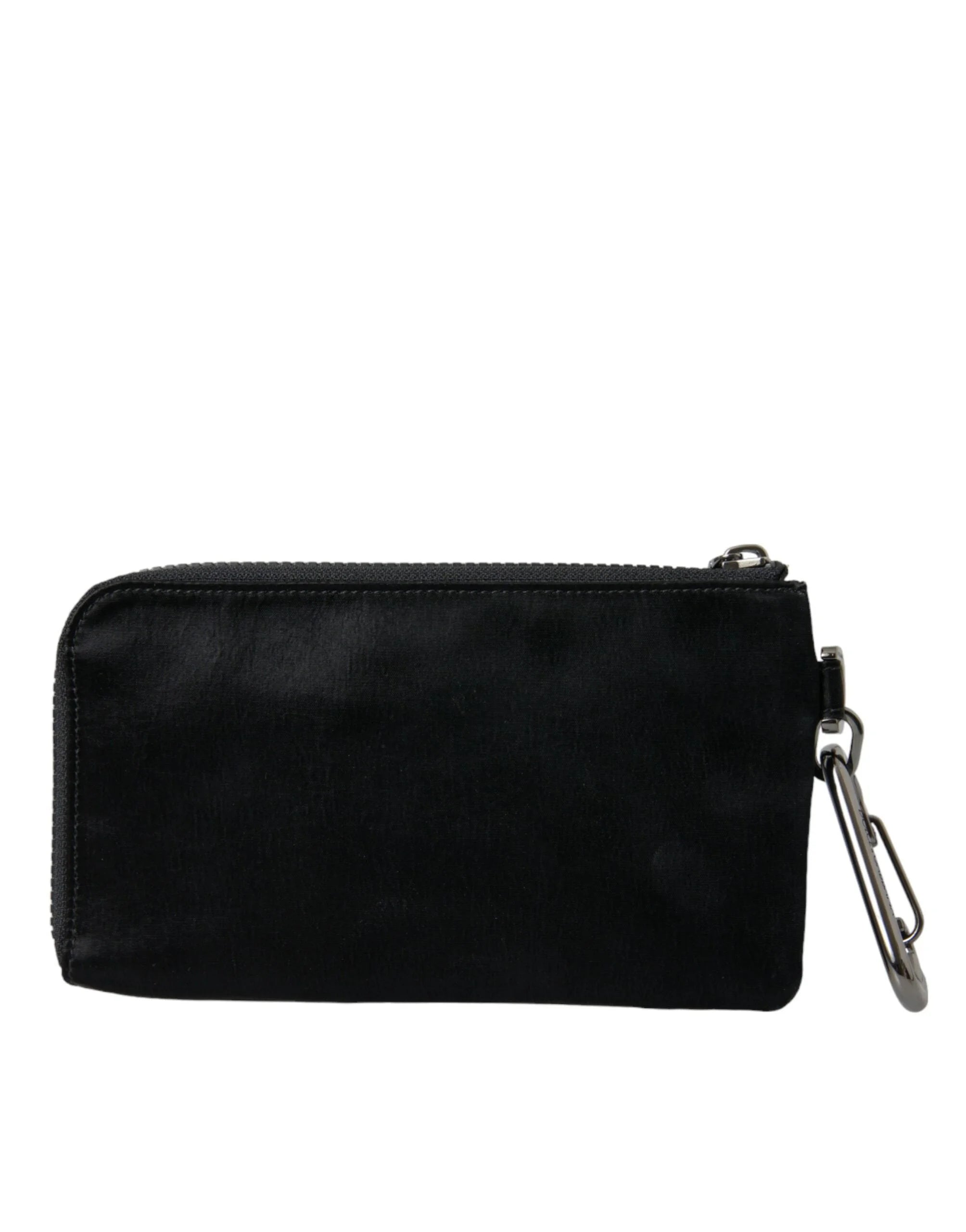 Dolce & Gabbana Black Nylon Logo Plaque Keyring Pouch Clutch Bags - Clutch Bags