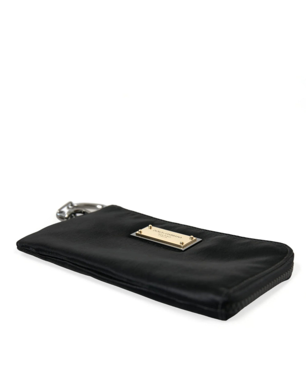 Dolce & Gabbana Black Nylon Logo Plaque Keyring Pouch Clutch Bags - Clutch Bags
