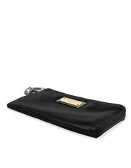 Dolce & Gabbana Black Nylon Logo Plaque Keyring Pouch Clutch Bags - Clutch Bags