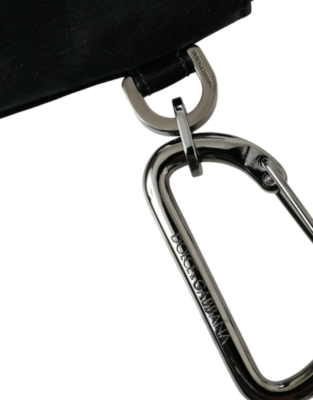 Dolce & Gabbana Black Nylon Logo Plaque Keyring Pouch Clutch Bags - Clutch Bags