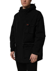 Dolce & Gabbana Black Nylon Men Hooded Windbreaker Jacket - IT50 | L