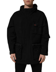 Dolce & Gabbana Black Nylon Men Hooded Windbreaker Jacket - IT50 | L