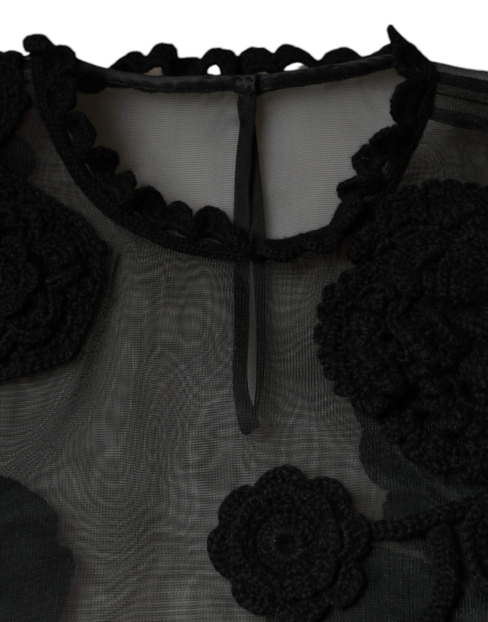 Dolce & Gabbana Black Nylon Mesh Transparent Floral Blouse - IT46|XL - Blouses