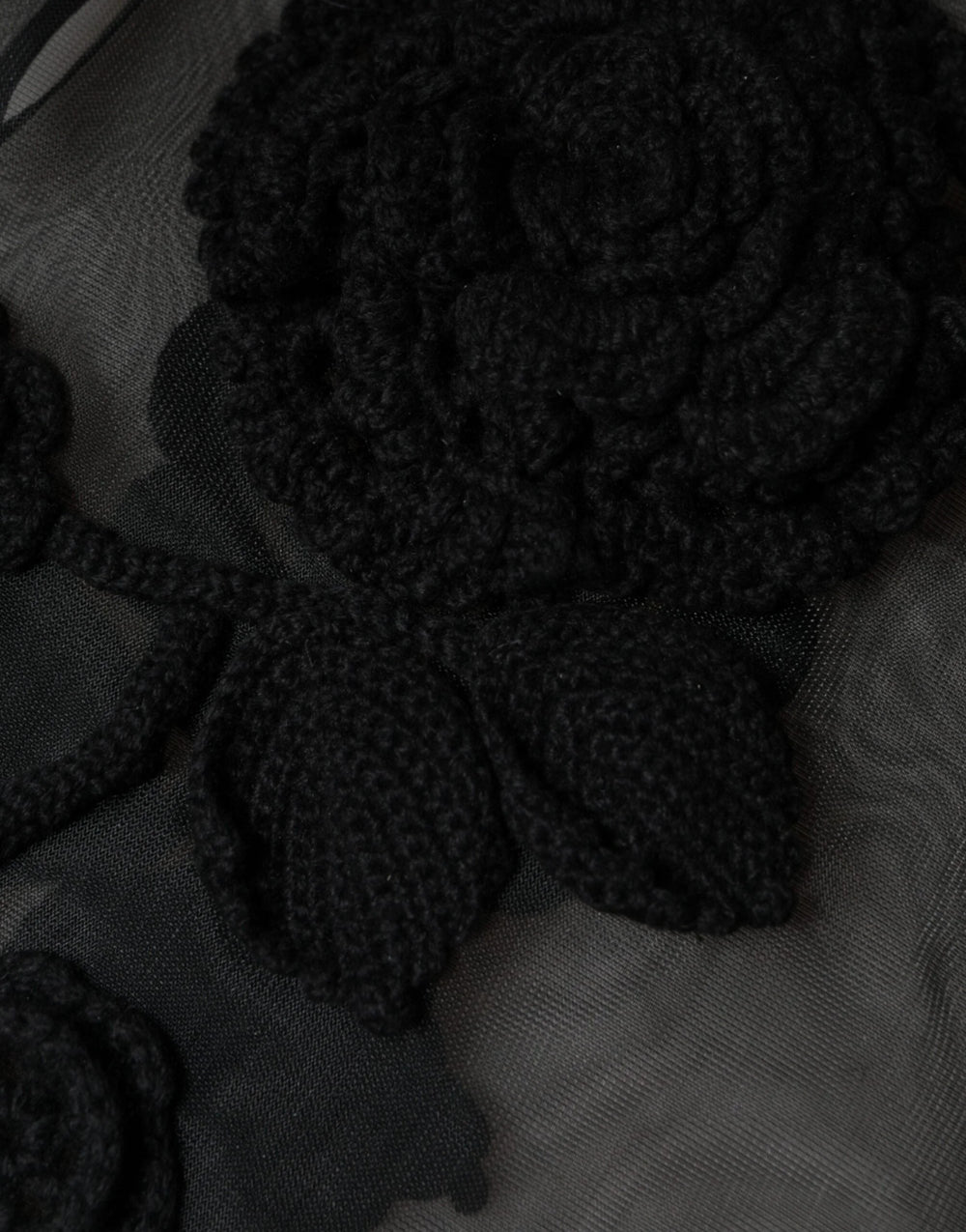 Dolce & Gabbana Black Nylon Mesh Transparent Floral Blouse - IT46|XL - Blouses