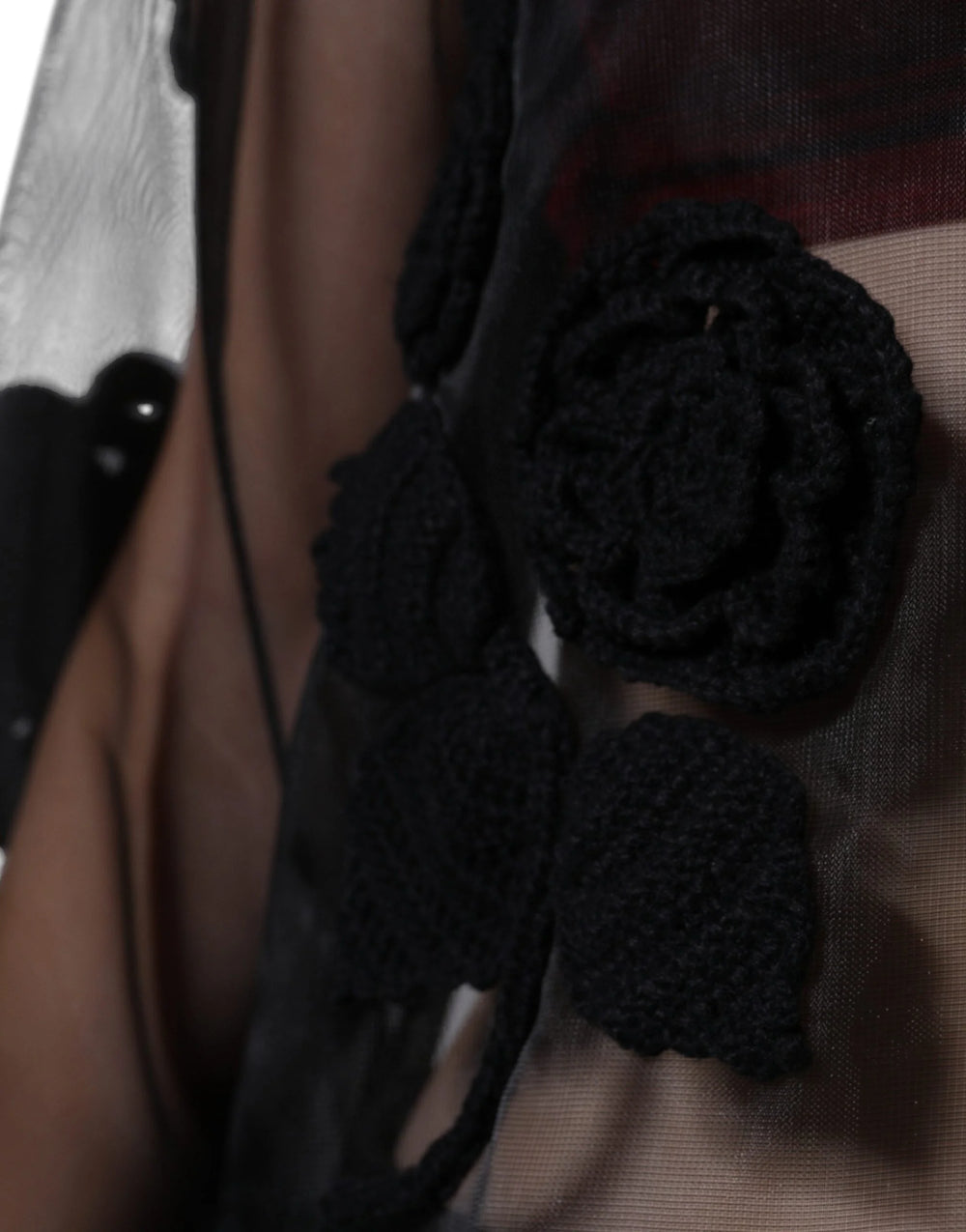 Dolce & Gabbana Black Nylon Mesh Transparent Floral Blouse - IT46|XL - Blouses