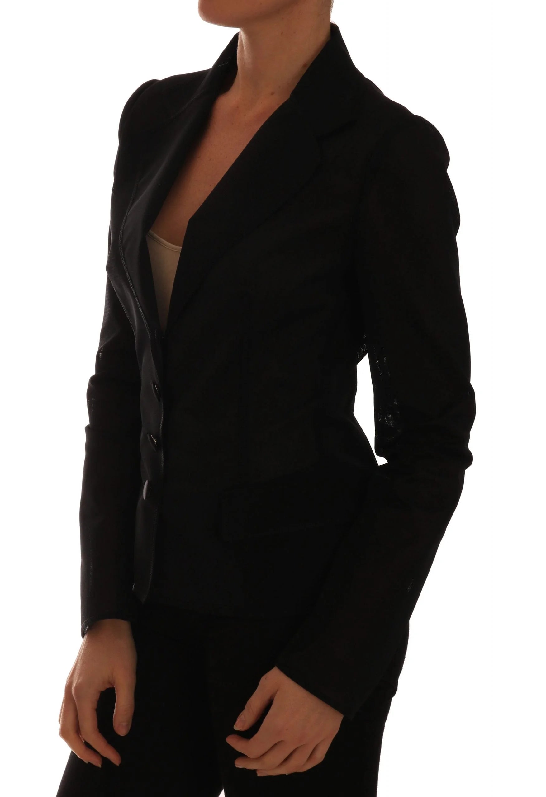 Dolce & Gabbana Black Nylon Net Blazer Jacket - IT44|L - Coats & Jackets