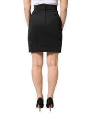 Dolce & Gabbana Black Nylon Pencil Cut High Waist Mini Skirt - IT40|S