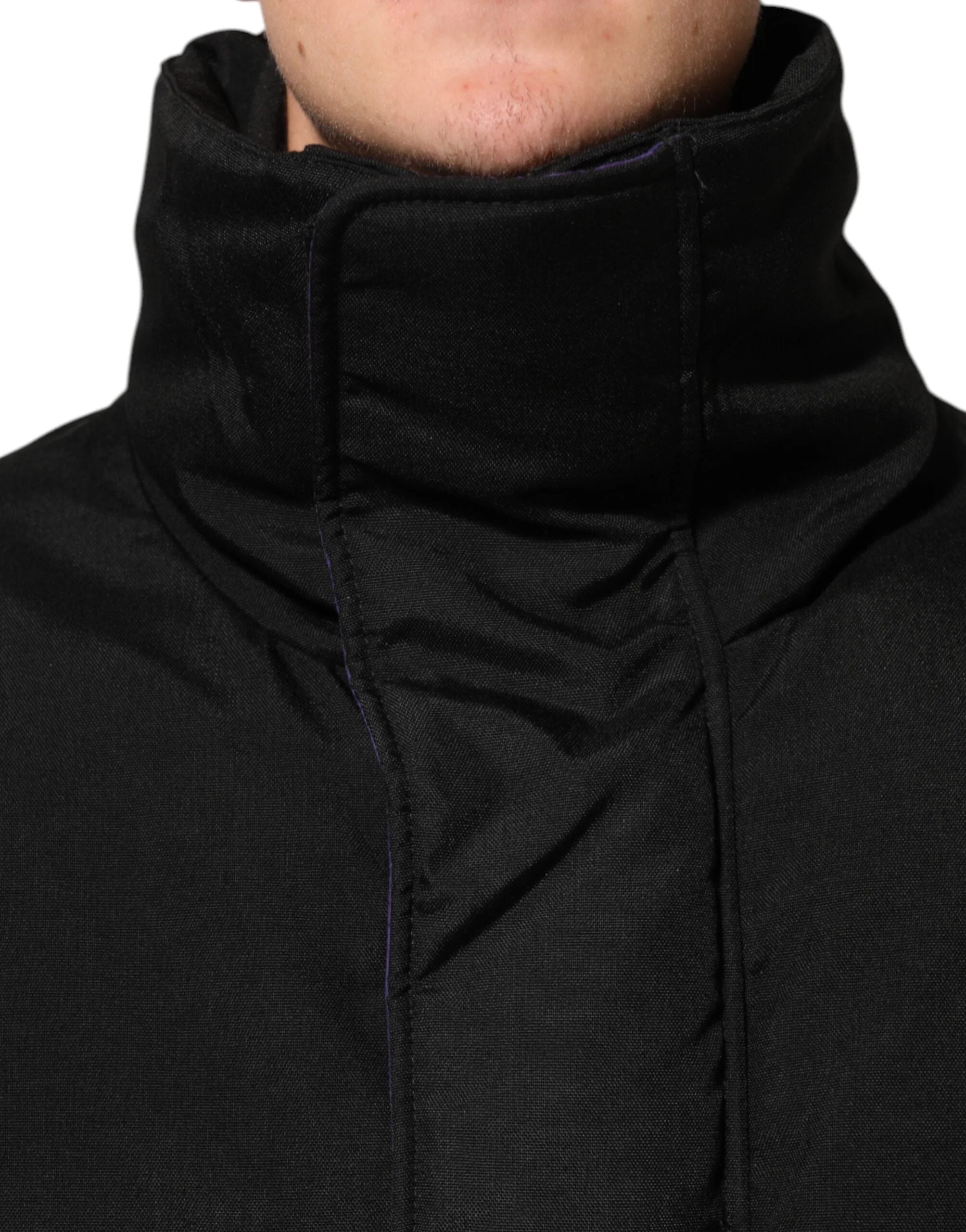 Dolce & Gabbana Black Nylon Puffer Men Full Zip Jacket - IT52 | XL - Puffer Jackets