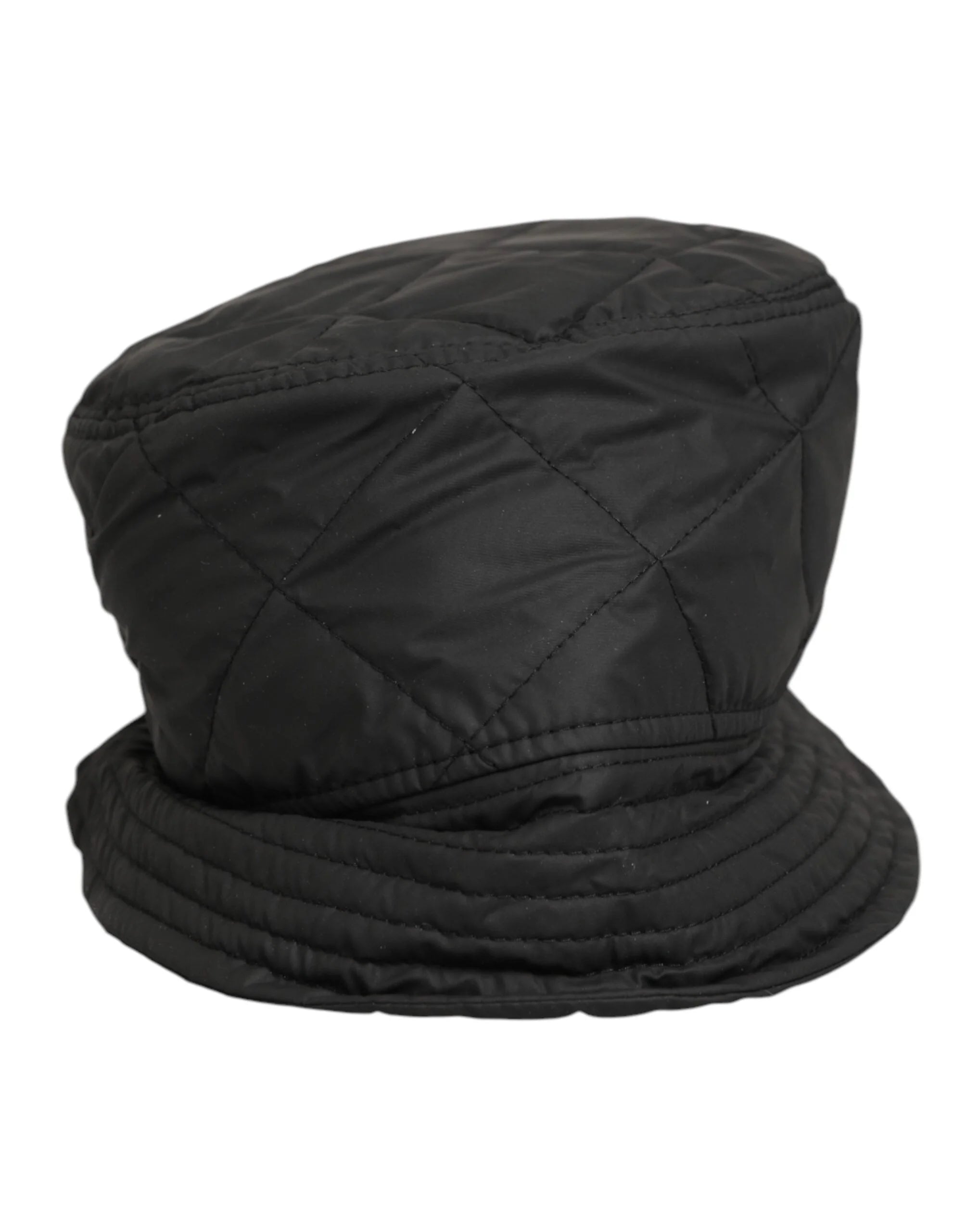 Dolce & Gabbana Black Nylon Quilted Bucket Men Capello Hat - 57 cm|S - Bucket Hats